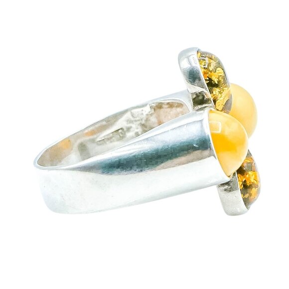Baltic & Butterscotch Amber Sterling Silver Statement Ring Size 9 - Picture 2 of 6